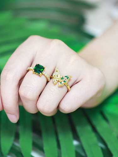 Brass Cubic Zirconia Geometric Vintage Butterfly Band Ring