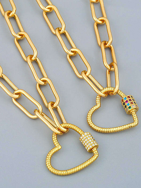 Brass Cubic Zirconia Heart Vintage pendant Necklace