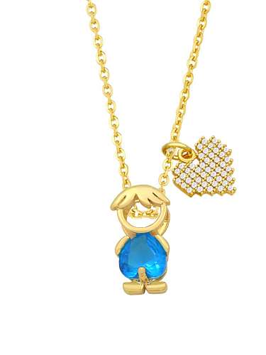 Brass Cubic Zirconia Enamel Angel Cute Necklace