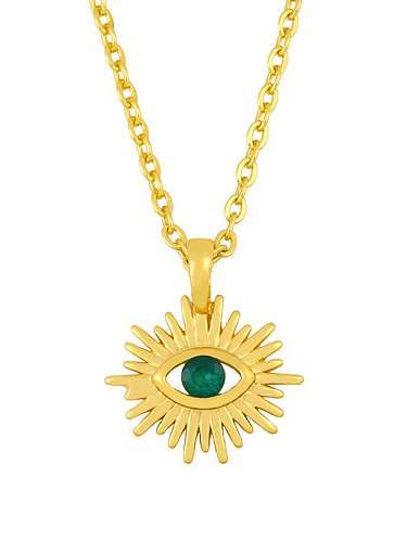 Brass Cubic Zirconia Evil Eye Vintage Necklace