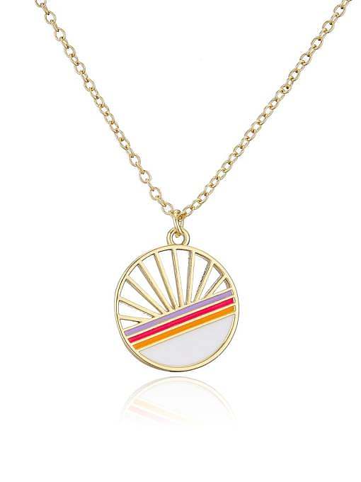 Brass Enamel Geometric Vintage Necklace