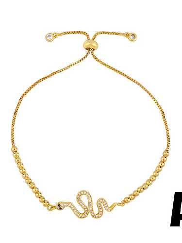 Brass Cubic Zirconia Snake Dainty Adjustable Bracelet