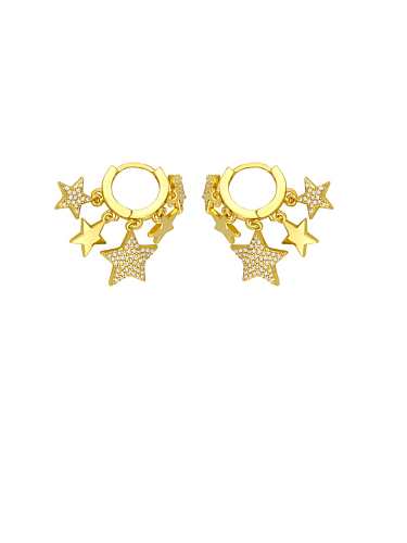 Brass Cubic Zirconia Star Hip Hop Huggie Earring