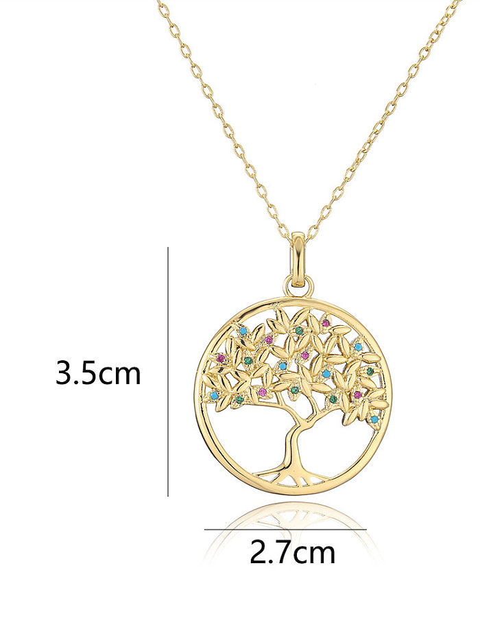 Brass Rhinestone Tree Minimalist Necklace