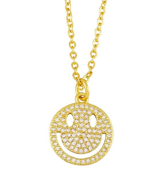 Brass Rhinestone Smiley Vintage Necklace
