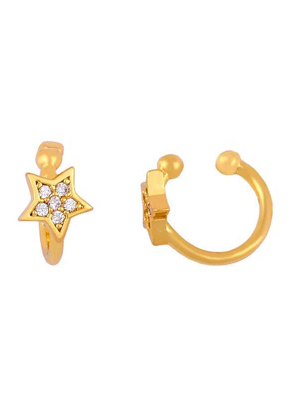 Brass Cubic Zirconia Star Vintage Clip Earring