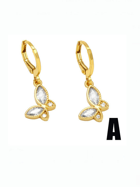Brass Cubic Zirconia Angel Vintage Huggie Earring
