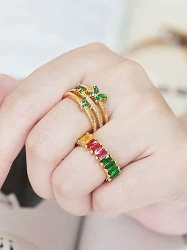 Brass Cubic Zirconia Heart Vintage Stackable Ring