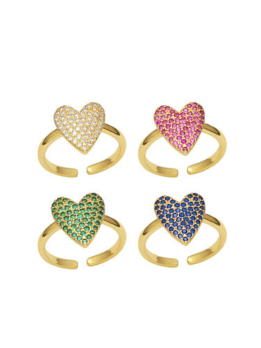 Brass Rhinestone Heart Vintage Band Ring