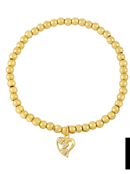 Bracelet Perlé Vintage Coeur Strass Laiton