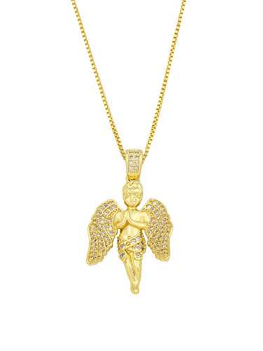 Brass Cubic Zirconia Angel Hip Hop Necklace
