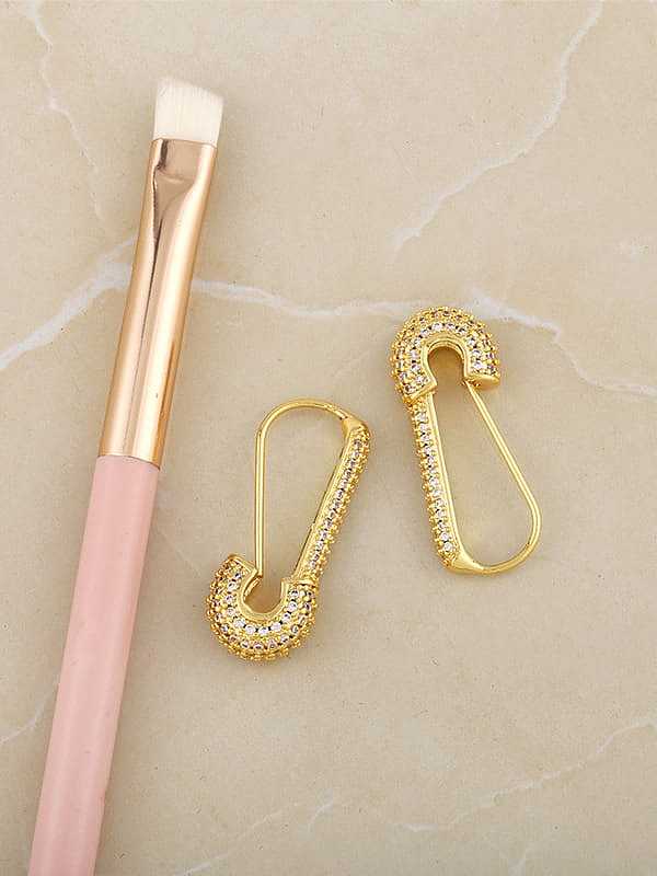 Brass Cubic Zirconia Geometric Pin Ethnic Stud Earring