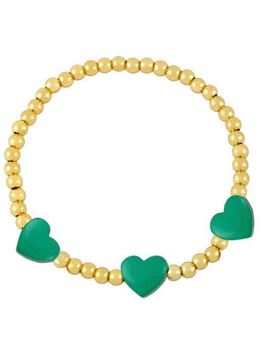 Brass Enamel Heart Trend Beaded Bracelet