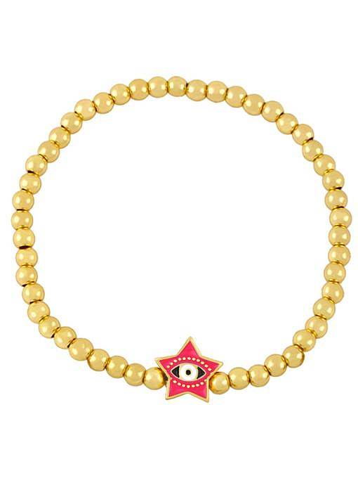 Bracelet perlé en laiton émail Evil Eye Vintage étoile à cinq branches