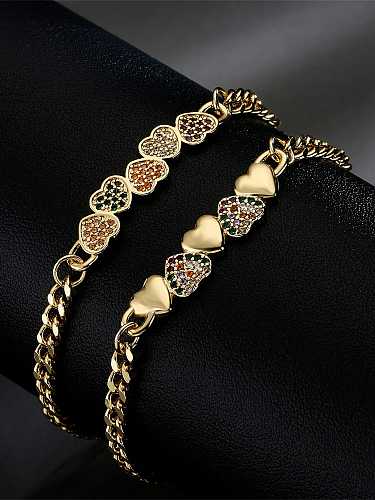 Brass Cubic Zirconia Heart Vintage Bracelet