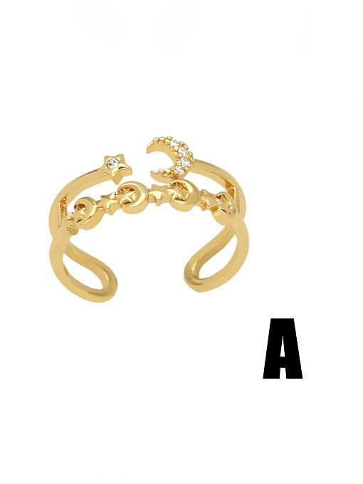 Brass Cubic Zirconia Leaf Hip Hop Band Ring