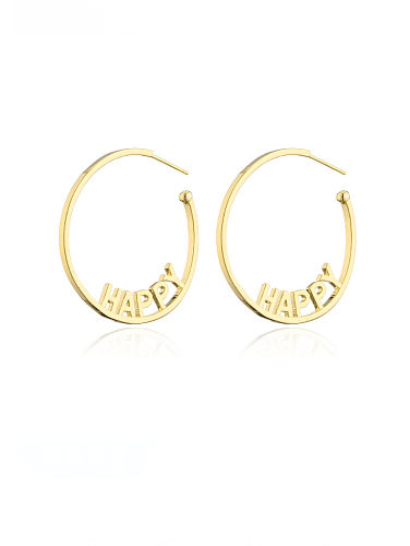 Brass Geometric Minimalist C Shape Letter Earring