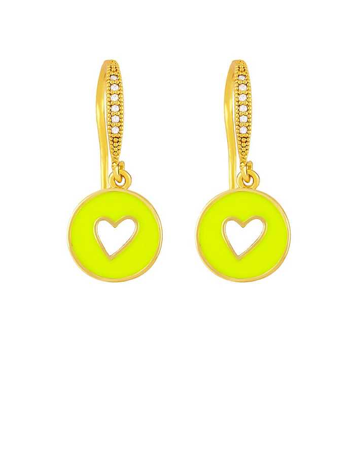 Brass Enamel Heart Vintage Huggie Earring