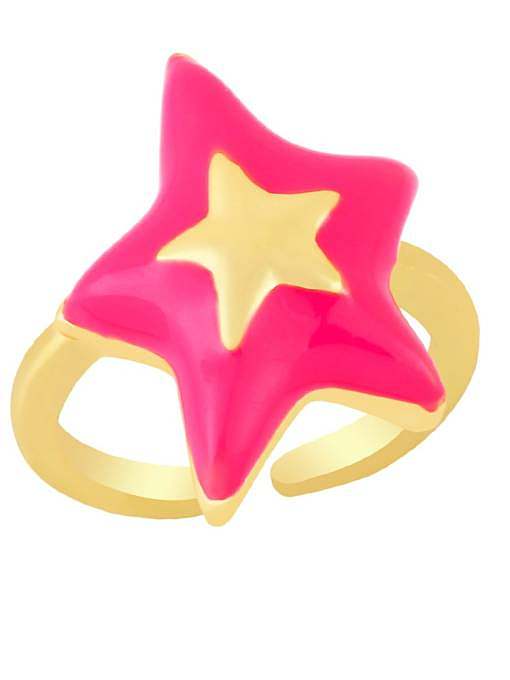 Brass Enamel Star de cinco pontasTrend Band Ring