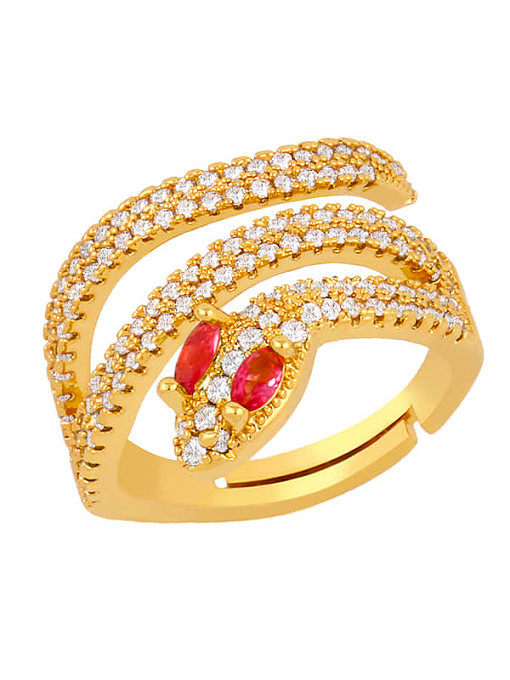 Brass Cubic Zirconia Snake Luxury Stackable Ring