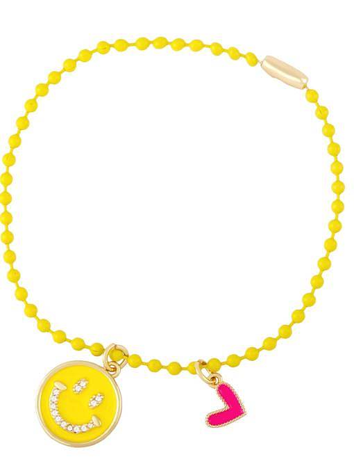 Messing Multi Color Emaille Smiley Hip Hop Perlenarmband