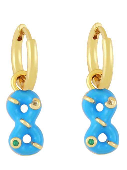 Brass Rhinestone Enamel Number 8 Trend Huggie Earring