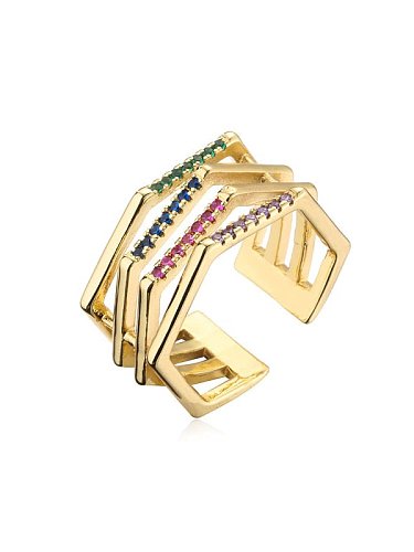 Messing Cubic Zirkonia geometrischer Luxus stapelbarer Ring