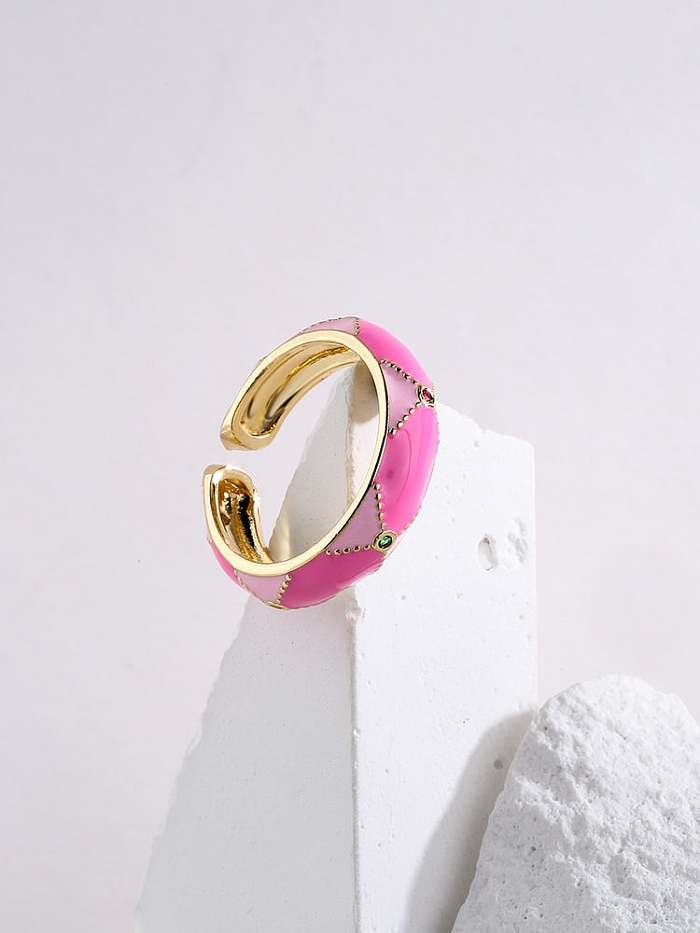 Brass Enamel Geometric Vintage Band Ring