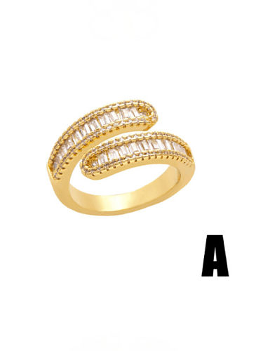 Brass Cubic Zirconia Irregular Hip Hop Band Ring