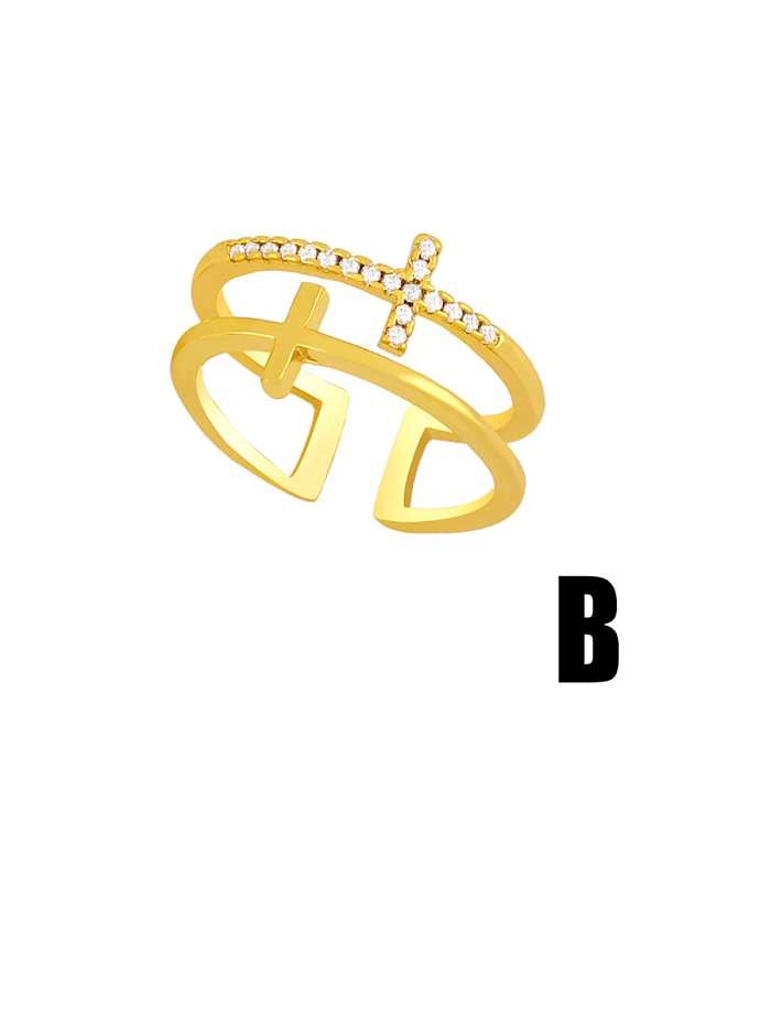 Brass Cubic Zirconia Heart Hip Hop Stackable Ring