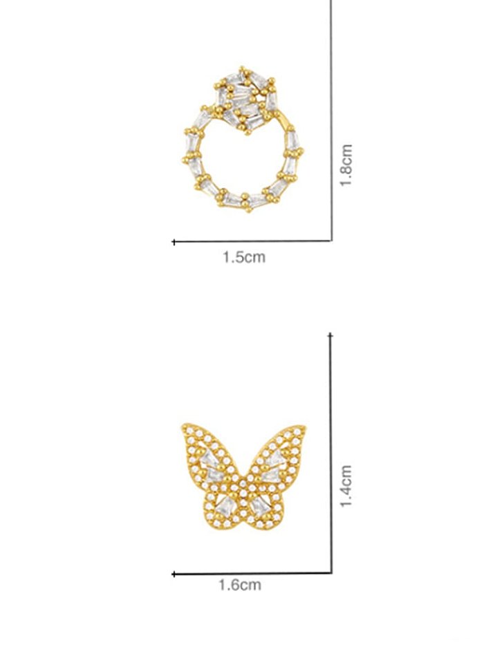 Brass Cubic Zirconia Butterfly Dainty Stud Earring