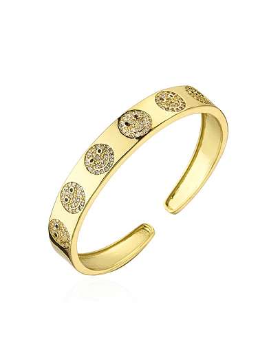 Brass Cubic Zirconia Smiley Vintage Cuff Bangle