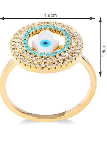 Brass Cubic Zirconia Evil Eye Luxury Band Ring