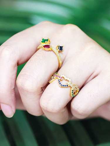 Brass Cubic Zirconia Heart Minimalist Band Ring