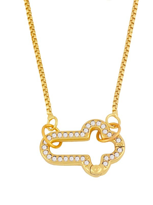 Brass Cubic Zirconia Irregular Vintage Necklace