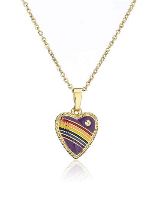 Brass Enamel Trend Heart Pendant Necklace