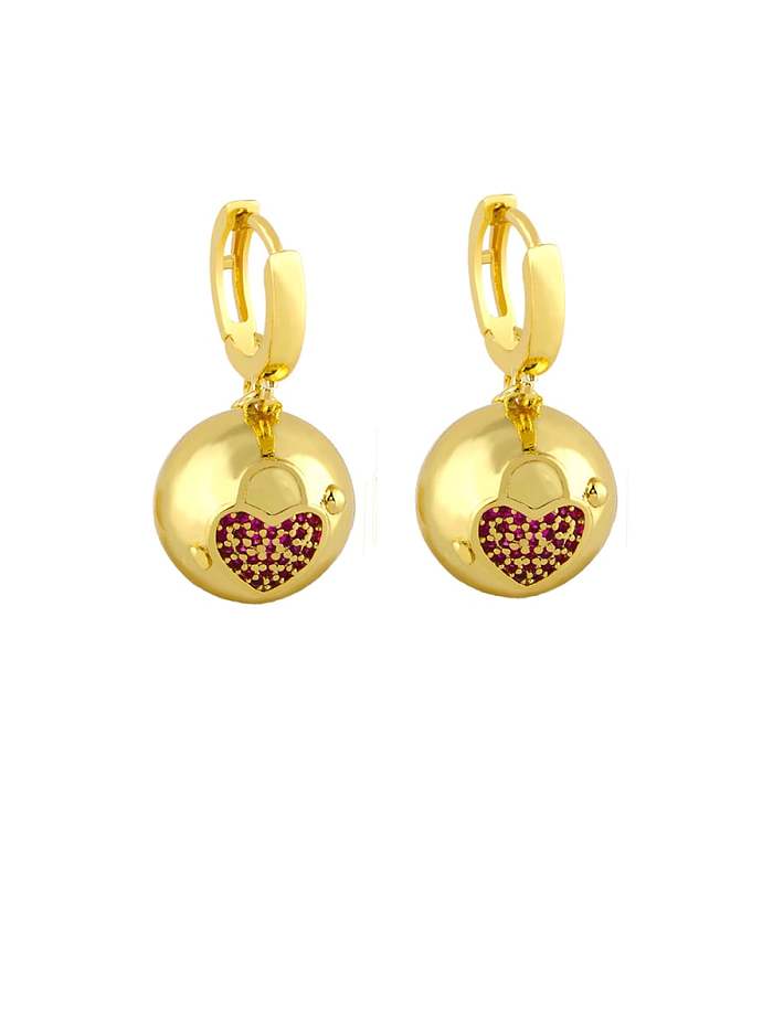 Brass Cubic Zirconia Ball Ethnic Huggie Earring