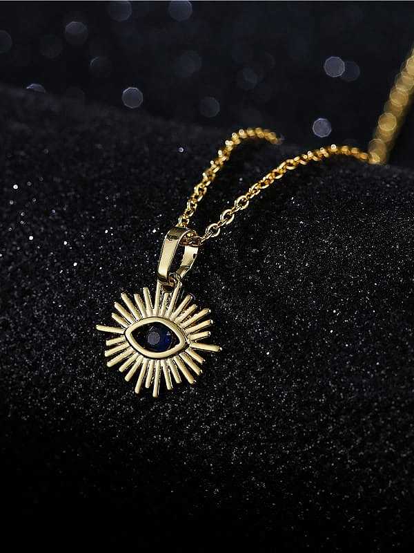 Brass Cubic Zirconia Vintage Evil Eye Pendant Necklace