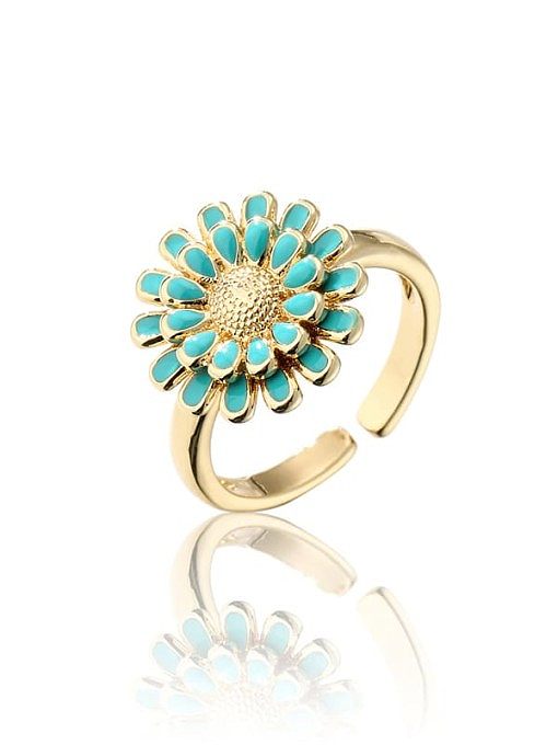 Brass Enamel Flower Vintage Band Ring