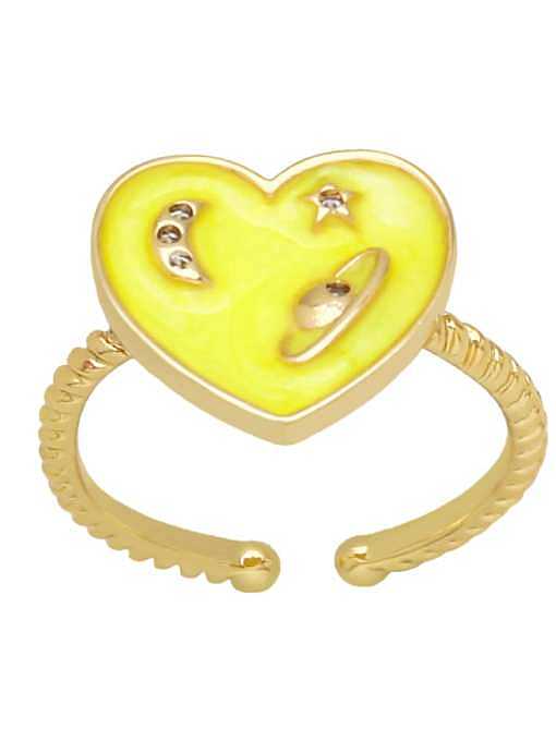 Brass Enamel Heart Minimalist Band Ring
