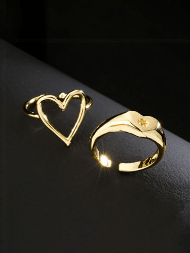 Brass Cubic Zirconia Heart Vintage Band Ring