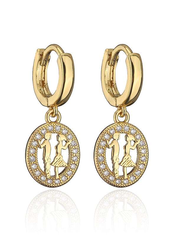 Brass Cubic Zirconia Geometric Vintage Huggie Earring