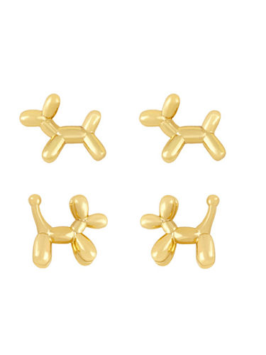 Brass Smooth Dog Cute Stud Earring