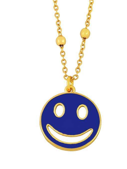 Collier Hip Hop Smiley Émail Laiton