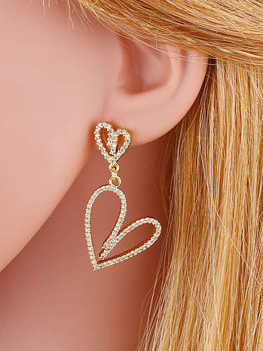 Brass Cubic Zirconia Heart Minimalist Huggie Earring