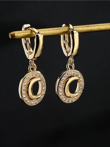 Brass Cubic Zirconia Moon Vintage Huggie Earring