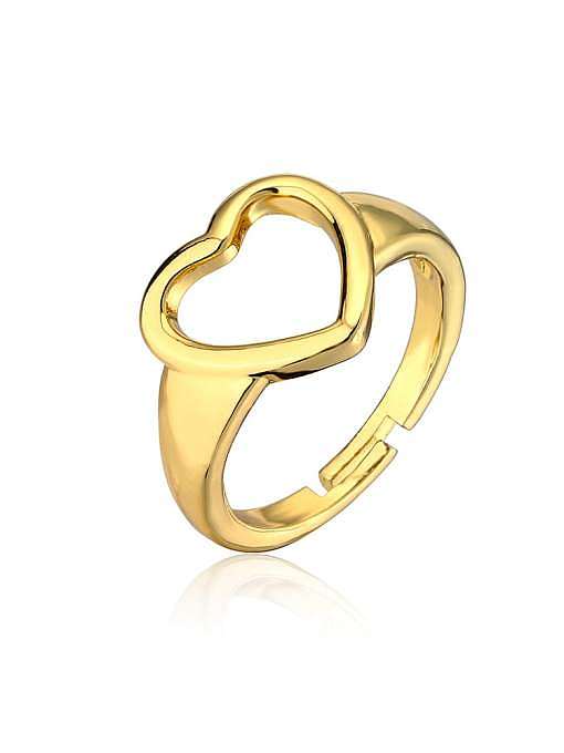 Brass Enamel Hollow Heart Minimalist Band Ring