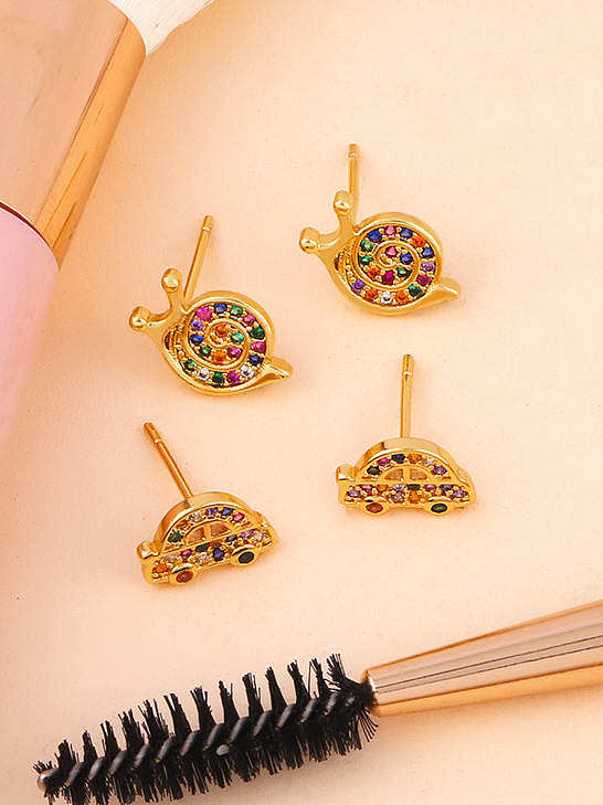Brass Cubic Zirconia Insect Ethnic Stud Earring