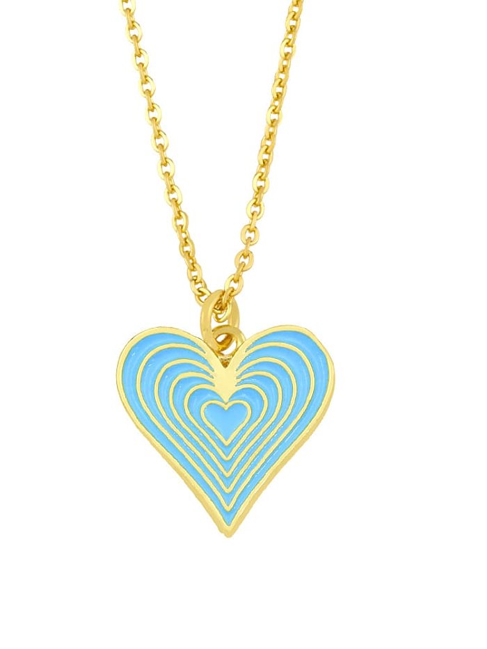 Brass Enamel Minimalist Heart Pendnat Necklace