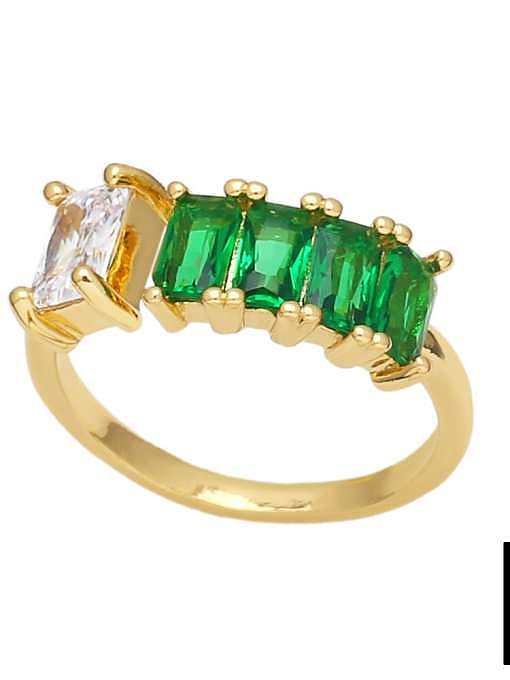 Brass Glass Stone Heart Minimalist Band Ring